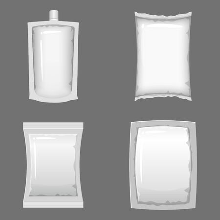 Set empty plastic packaging and vacuum containers mockupsのイラスト素材