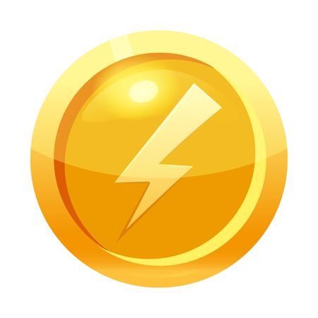 Game coin gold with lightning symbol, icon, game interface, gold metalのイラスト素材