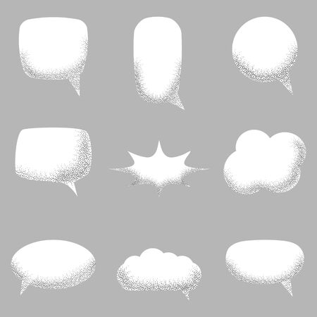 Set of empty speech bubbles with with noise sand texture trendyのイラスト素材