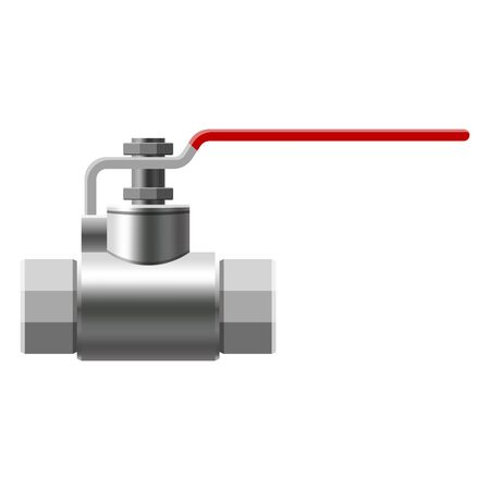 Valve ball, fittings, pipes of metal piping system. Valve water, oil, gas pipeline, pipes sewageのイラスト素材
