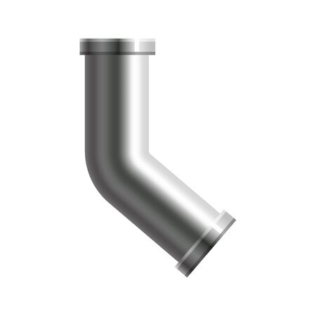 Pipe stainless steel, metallic plumbing fittings pipeline. Water, fuel or gas pipes sewage, oil refinery industry pipeline, house sewer. Construction and industrial pressure technology. Realistic style vector illustrationのイラスト素材