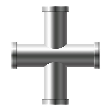 Pipe stainless steel, metallic plumbing fittings pipeline. Water, fuel or gas pipes sewage, oil refinery industry pipeline, house sewervector illustrationのイラスト素材