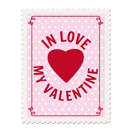 Set Valentine s day postage stamps, collection for postcard, mail envelopeのイラスト素材