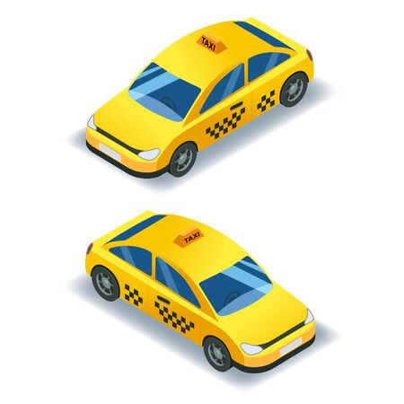 Taxi isometric car transport, yellow cab 3D icon service. 3d isometricのイラスト素材