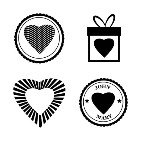 Set Love icon Happy Valentine day Heart stamps. Symbol vector isolatedのイラスト素材
