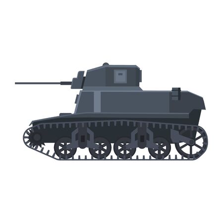 Tank American World War 2 M3 Stuart light tank. Military army machine war, weapon, battle symbol silhouette side view icon. Vector illustration isolatedのイラスト素材