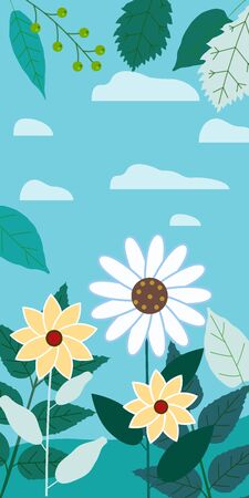 Floral spring leaves and flowers vertical backgrounds social media stories templatesのイラスト素材