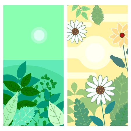 Set of floral spring leaves and flowers vertical backgrounds social media stories templatesのイラスト素材