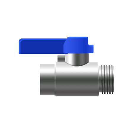 Valve ball, fittings, pipes of metal piping system. Valve water, oil, gas pipeline, pipes sewage. Construction and industrial pressure technology plumbing. Vector illustration realistic style isolatedのイラスト素材