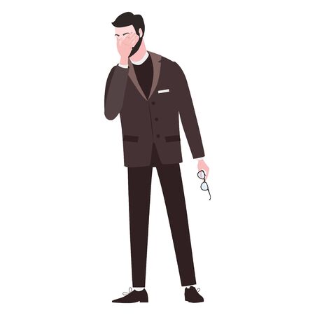 Businessman with facepalm gesture. Headache, disappointment or shame sad stressed faceのイラスト素材