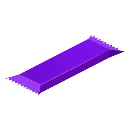 Chocolate bar isometric package wrap plastic foil packet sweet food snack. Vector isolated on white backgroundのイラスト素材