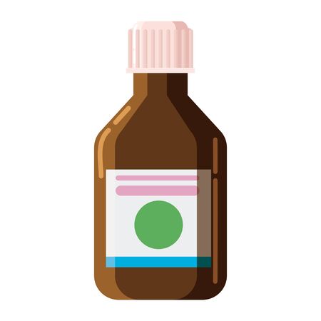 Pharmacy of brown glass bottle with screw cap for medicine, syrup, pills, tabs, drugs, ointment and cream. Template mockup jar packaging design. Vector illustration isolatedのイラスト素材