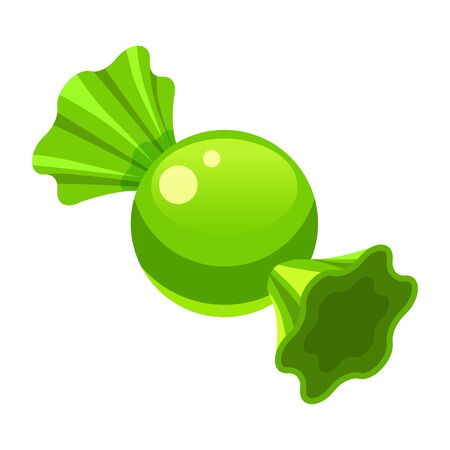 Candy wrapped lollipop round bonbon isometric sweet food. Vector isolated on white backgroundのイラスト素材