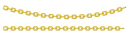 Chain gold necklace links jewelry. Decoration straight curved elementのイラスト素材