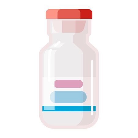 Pharmacy of plastic white bottle with cap for medicine, pills, tabs, drugs, cosmetic, sport, syrup. Template mockup packaging design. Vector illustration isolatedのイラスト素材