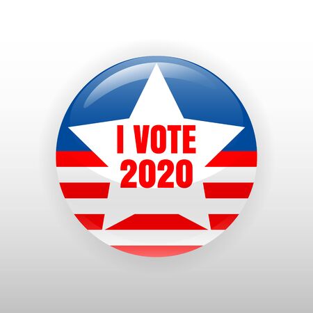I Vote United States of America 2020 button election, badge. Vector illustration isolatedのイラスト素材