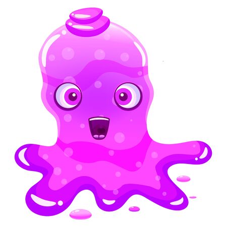 Slime jelli monster character, liquid violet creatureのイラスト素材