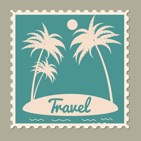 Postage stamp summer vacation travel. Retro vintage design vector illustration isolatedのイラスト素材