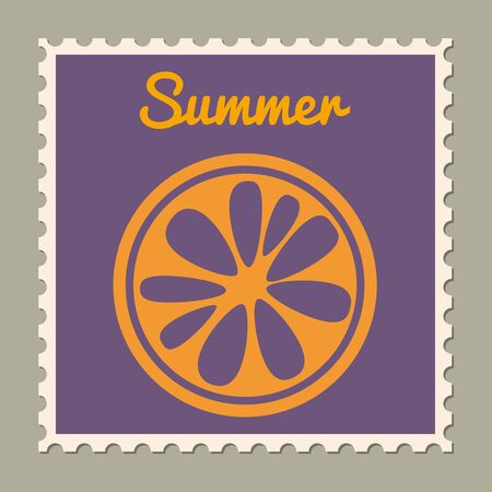 Postage stamp summer vacation Orange. Retro vintage design vector illustration isolatedのイラスト素材