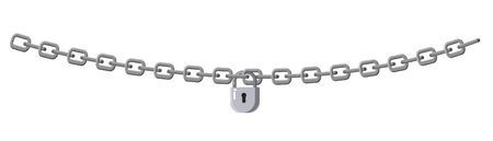 Padlock and chain isolated on white background. Concept of protection of information, property, inaccessibility. Symbol security design. Vector isolated illustrationのイラスト素材