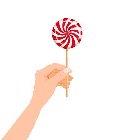 Hand hold candy Lollipop striped dessert sweetnessのイラスト素材