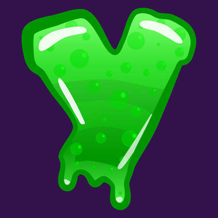 Slime font type letter Y latin alphabet. Green bubbling toxic moldのイラスト素材