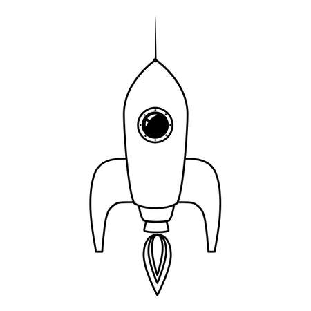 Rocket space ship retro icon line. Vector illustration isolatedのイラスト素材