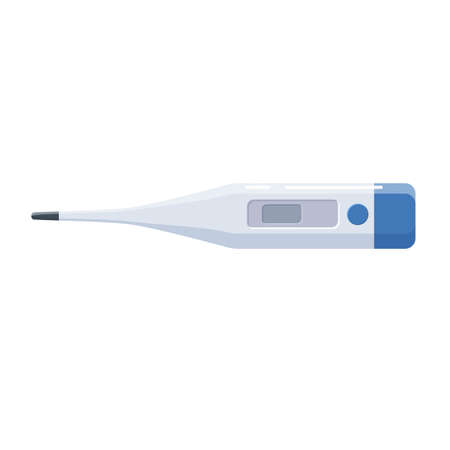 Digital electronic medical thermometer. Device for measuring the temperature of the human body. Isolated vector illustration on white backgroundのイラスト素材