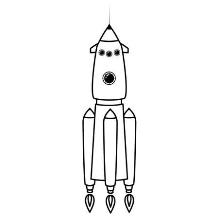 Rocket space ship retro icon line. Vector illustration isolatedのイラスト素材