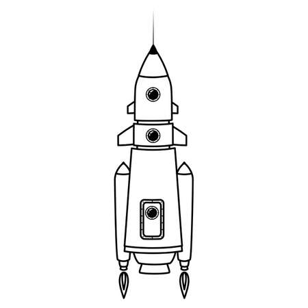 Rocket space ship retro icon line. Vector illustration isolatedのイラスト素材