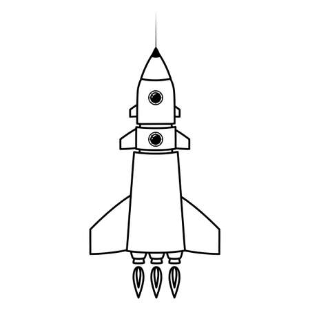 Rocket space ship retro icon line. Vector illustration isolatedのイラスト素材