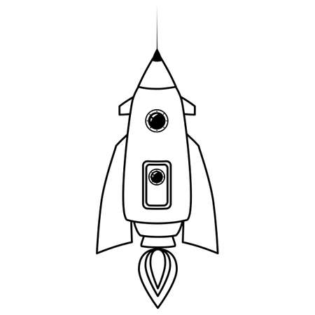 Rocket space ship retro icon line. Vector illustration isolatedのイラスト素材