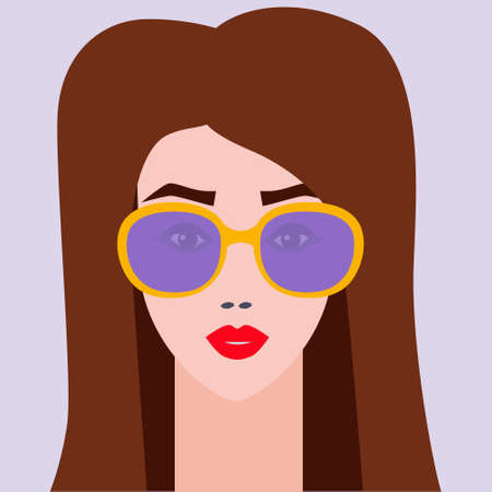 Portrait fashion woman with sunglasses. Travel poster summer holiday vacation. Vector isolatedのイラスト素材