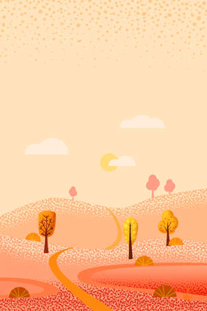 Autumn landscape september month. Season banner for calendar pages cover baner poster. Minimal trendy style isolated vectorのイラスト素材