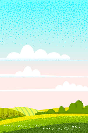 Spring landscape march month. Season banner for calendar pages cover baner poster. Minimal trendy style isolated vectorのイラスト素材