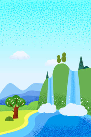 Spring landscape april month. Season banner for calendar pages cover baner poster. Minimal trendy style isolated vectorのイラスト素材