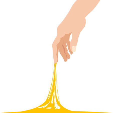 Sticky slime, reaching for stuck by the hand between fingersのイラスト素材