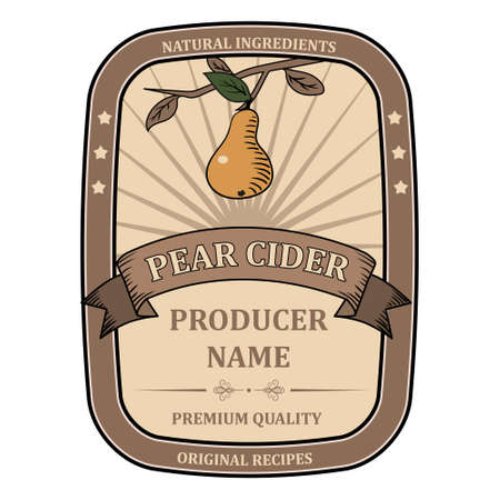 label for Pear Cider template retro vector isolatedのイラスト素材