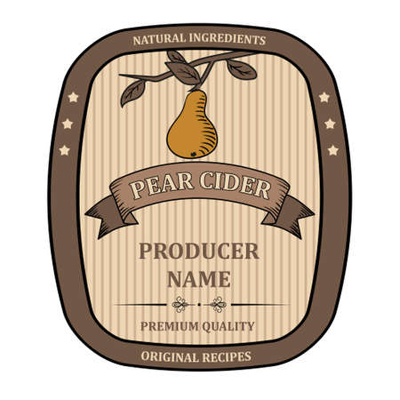 label for Pear Cider template retro vector isolatedのイラスト素材