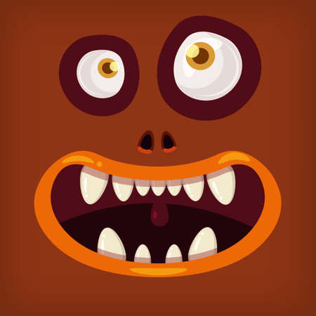 Horror Monster open mouth creepy and scary. Funny jaws teeths creatures expression monster characters. Vector isolated illustration cartoon styleのイラスト素材