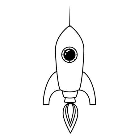 Rocket space ship retro icon line. Vector illustration isolatedのイラスト素材