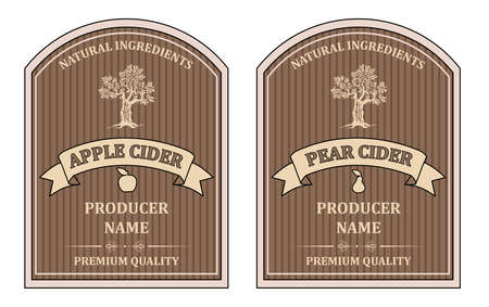 Set labels for Apple and Pear Cider template retro vector isolatedのイラスト素材