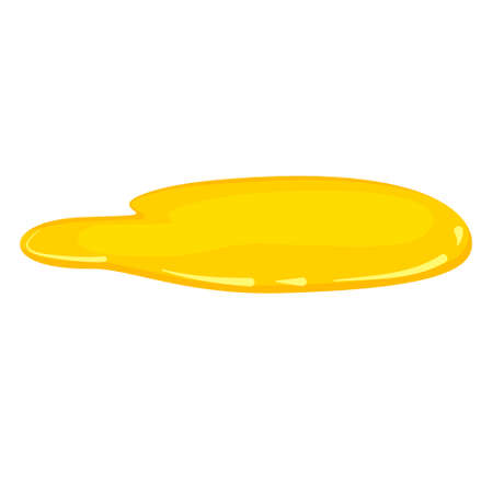 Puddle yellow oil, olive oil, honey, liquid gold, vector, cartoon style, isolated, illustration, on a white backgroundのイラスト素材