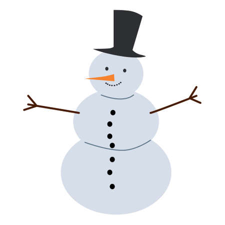 Retro Christmas Toy Snowman. Vector isolated vintage illustration trendy flat cartoon styleのイラスト素材