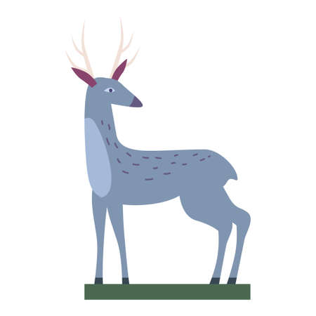 Retro Toy Deer Vector isolated vintage illustration trendy flat cartoon styleのイラスト素材