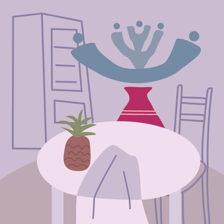 Still life abstract contemorary minimalism. Vase flora intreior abstract elements shapes. Modern poster, banner, cover, social media content. Vector isolatedのイラスト素材