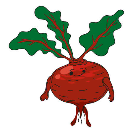 Beetroot hand dawn sketch cute character cartoon. Vector illustrationのイラスト素材
