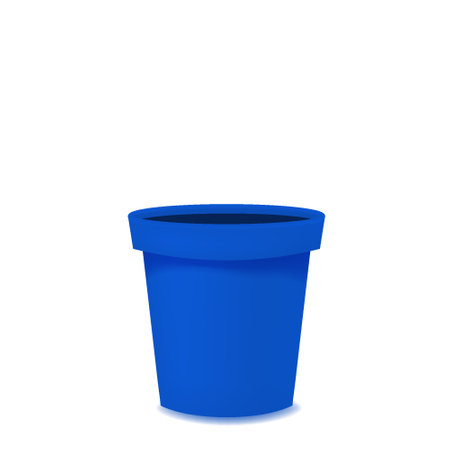 Flower pot realistic empty blue ceramic or plastic. Vector templateのイラスト素材