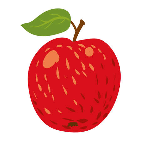 Apple red fruit, healthy organic nutrition product. Vector cartoon flat trendy illustration hand drawn isolatedのイラスト素材