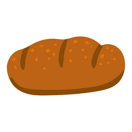 Rye bread whole meal, healthy organic nutrition product, green leaves. Vector cartoon flat trendy illustration hand drawn isolatedのイラスト素材